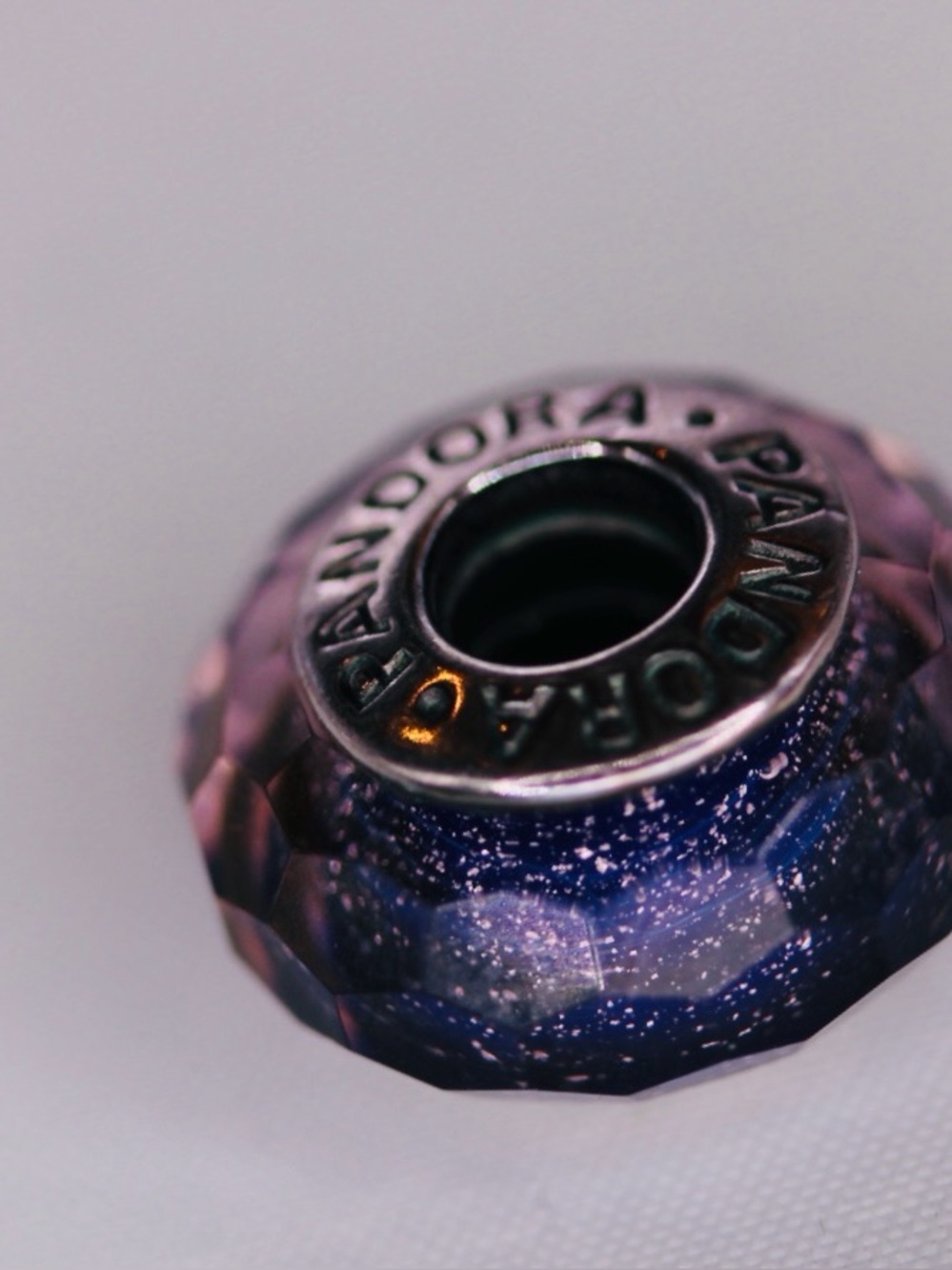 Pandora Blue & Purple Glitter Faceted Murano Glass Charm | S925 ALE | starry sky